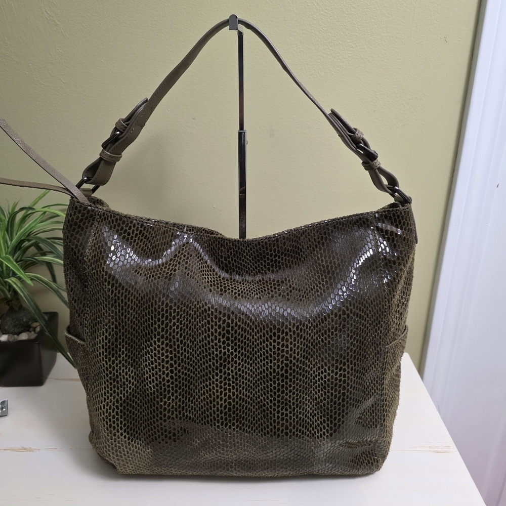 Sorial | Olive Snakeskin Embossed Hobo Bag